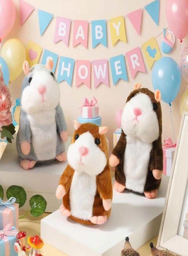 Motionchic 3 Pcs Talking Hamster Repeats What You Say Valentines Interactive Stuffed Plush Animal Hamster Toys Talking Mouse Toys for Kids Birthday Valentines Exchange Gifts Boys Girls Early Learning - Image 3